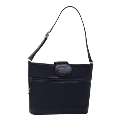 Luxury BurberrySs Shoulder Bag Nylon Leather Navy Gold Auth hk1626