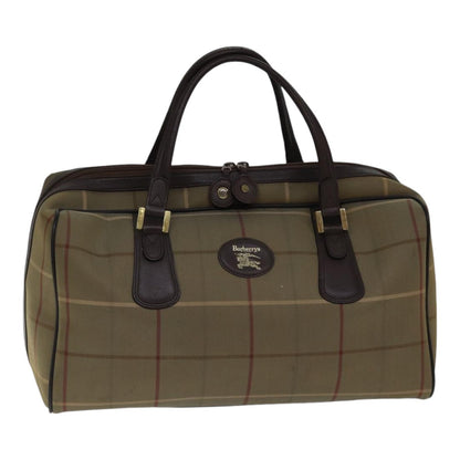 Luxury BurberrySs Nova Check Boston Bag Canvas Beige Auth hk1648