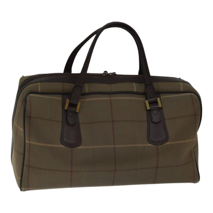 Luxury BurberrySs Nova Check Boston Bag Canvas Beige Auth hk1648
