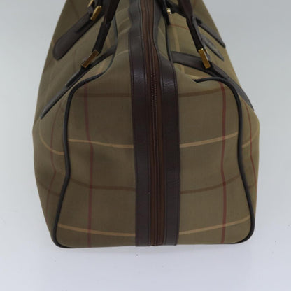 Luxury BurberrySs Nova Check Boston Bag Canvas Beige Auth hk1648