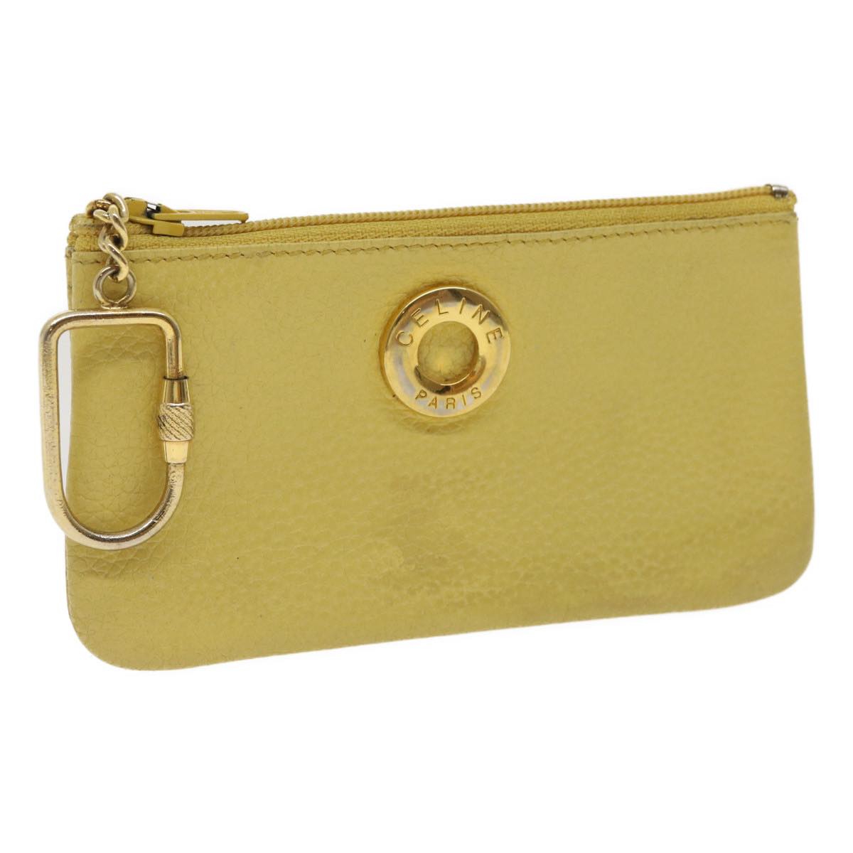 Luxury CELINE Coin Purse Leather Yellow  hk413