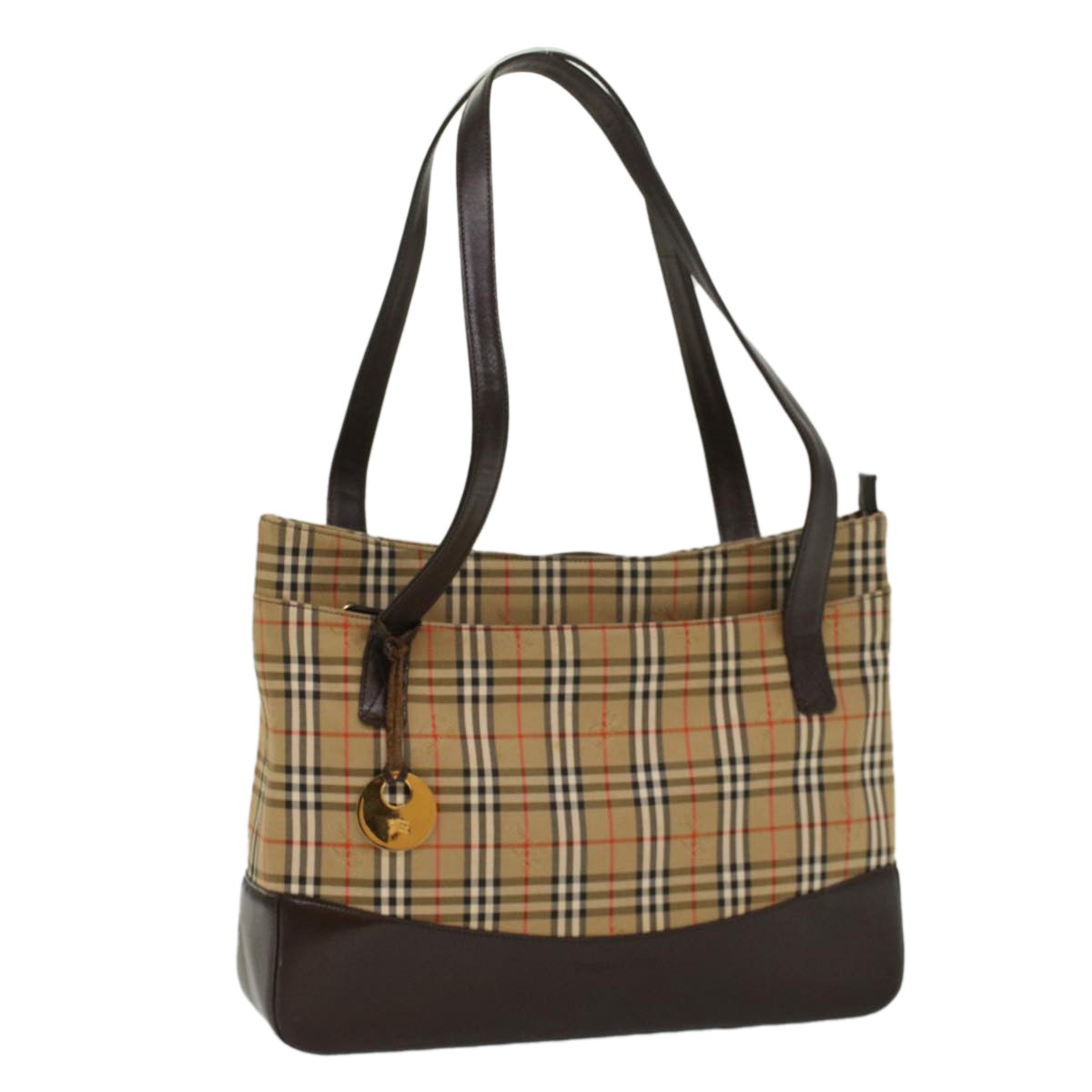 Luxury Burberry Nova Check Shoulder Bag Canvas Beige Brown Auth hk811