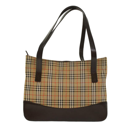Luxury Burberry Nova Check Shoulder Bag Canvas Beige Brown Auth hk811
