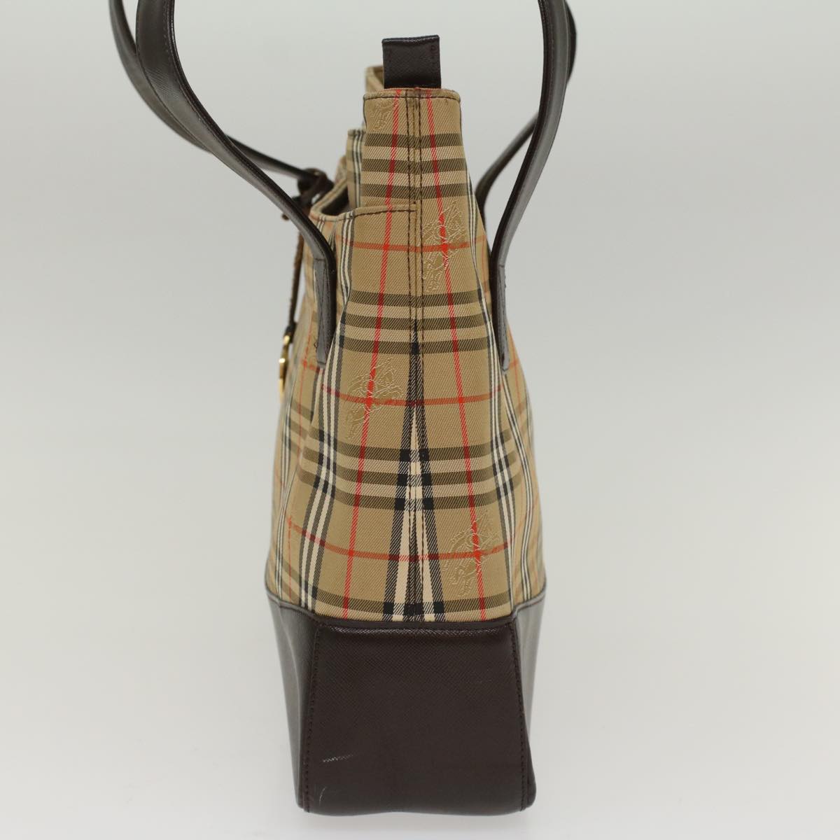 Luxury Burberry Nova Check Shoulder Bag Canvas Beige Brown Auth hk811