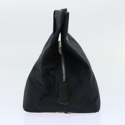 Luxury BurberrySs Nova Check Blue Label Hand Bag Nylon Black Beige Auth hk826