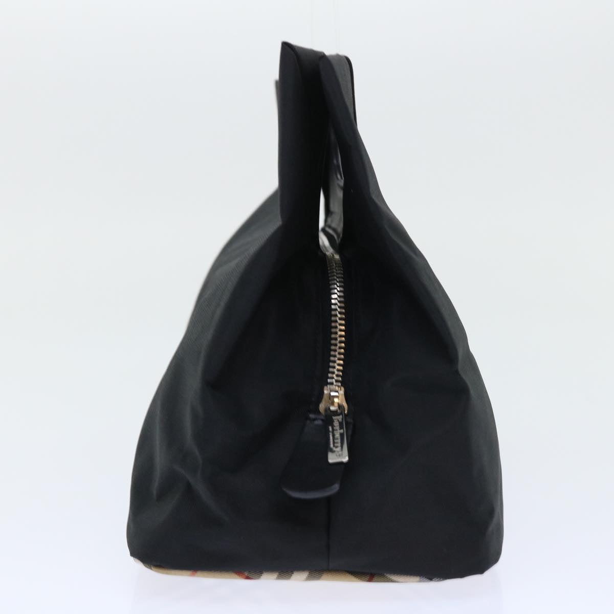 Luxury BurberrySs Nova Check Blue Label Hand Bag Nylon Black Beige Auth hk826