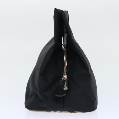 Luxury BurberrySs Nova Check Blue Label Hand Bag Nylon Black Beige Auth hk826