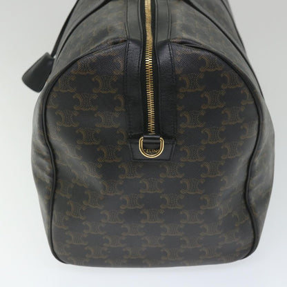 Luxury CELINE Triomphe Canvas Boston Bag PVC Leather 2way Black Auth hk880