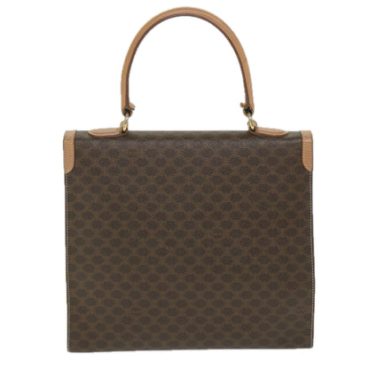 Luxury CELINE Macadam Canvas Top Handle Hand Bag PVC Leather Brown  hk911