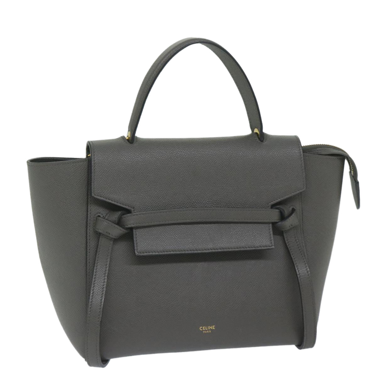 Luxury CELINE Micro Belt Hand Bag Leather Gray  hk968