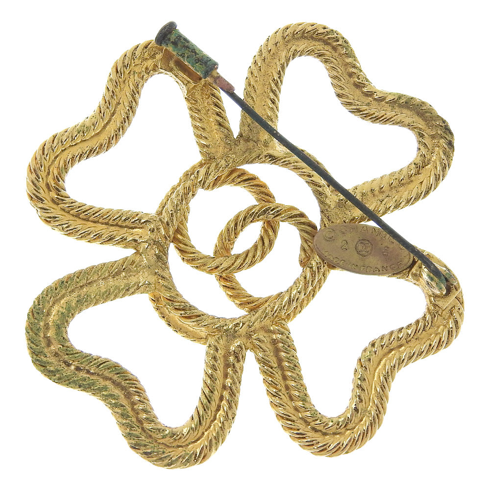 CHANEL Brooch Plated Gold gold vintage COCO Mark Clover Women