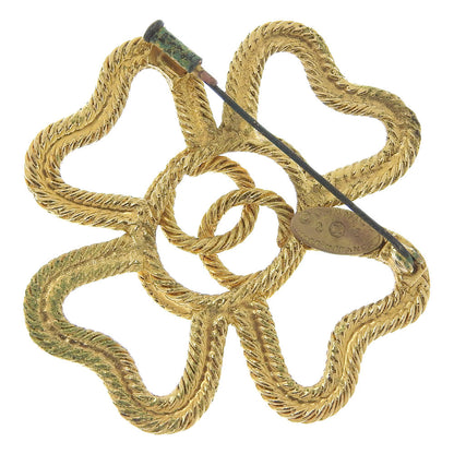 CHANEL Brooch Plated Gold gold vintage COCO Mark Clover Women