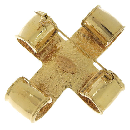 CHANEL Brooch Plated Gold gold vintage COCO Mark cross Women