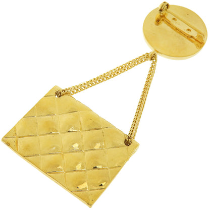 CHANEL Brooch Plated Gold gold Matrasse COCO Mark Bag motif Women