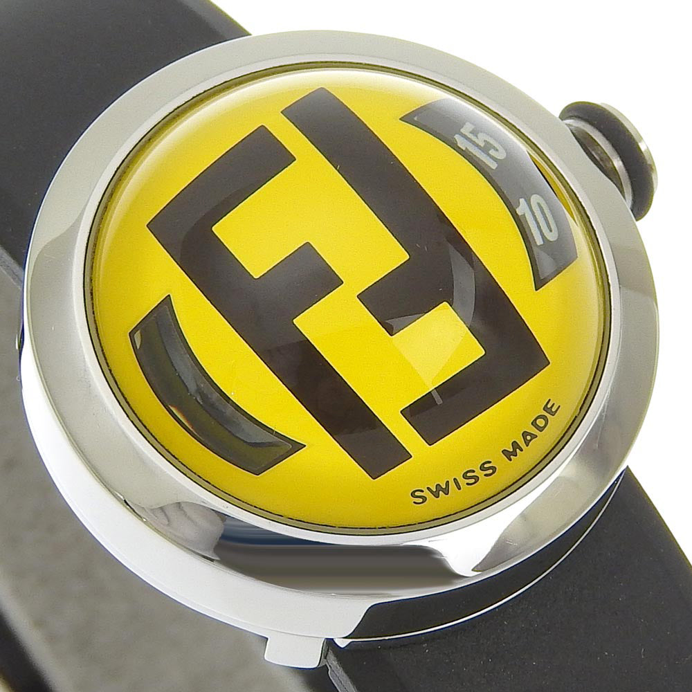 FENDI Watches Quartz 8010L Stainless Steel, Rubber Silver Boothra yellow dial Women