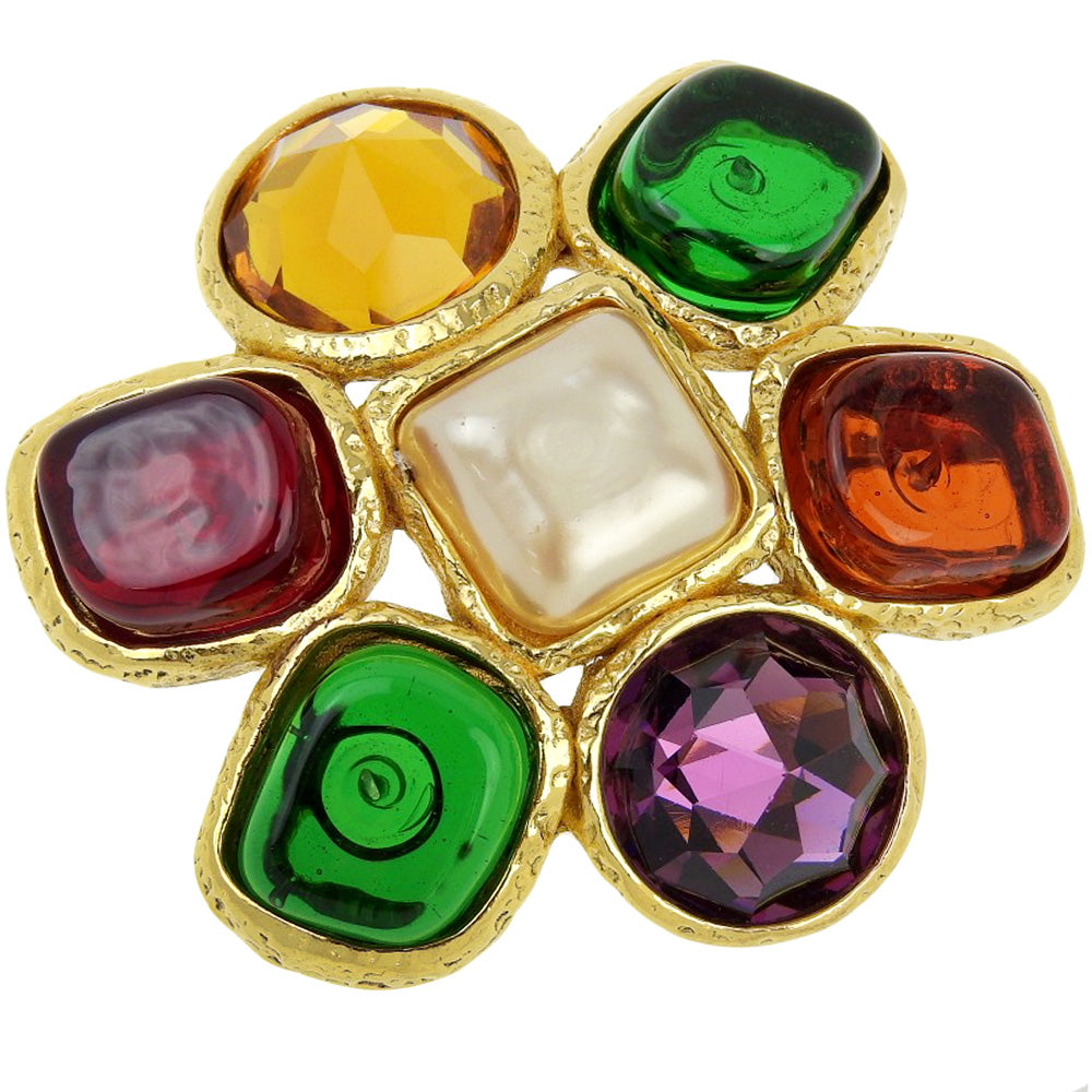 CHANEL Brooch Plated Gold gold Gripoa Women