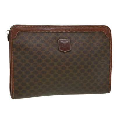 Luxury CELINE Macadam Canvas Clutch Bag PVC Leather Brown  im378