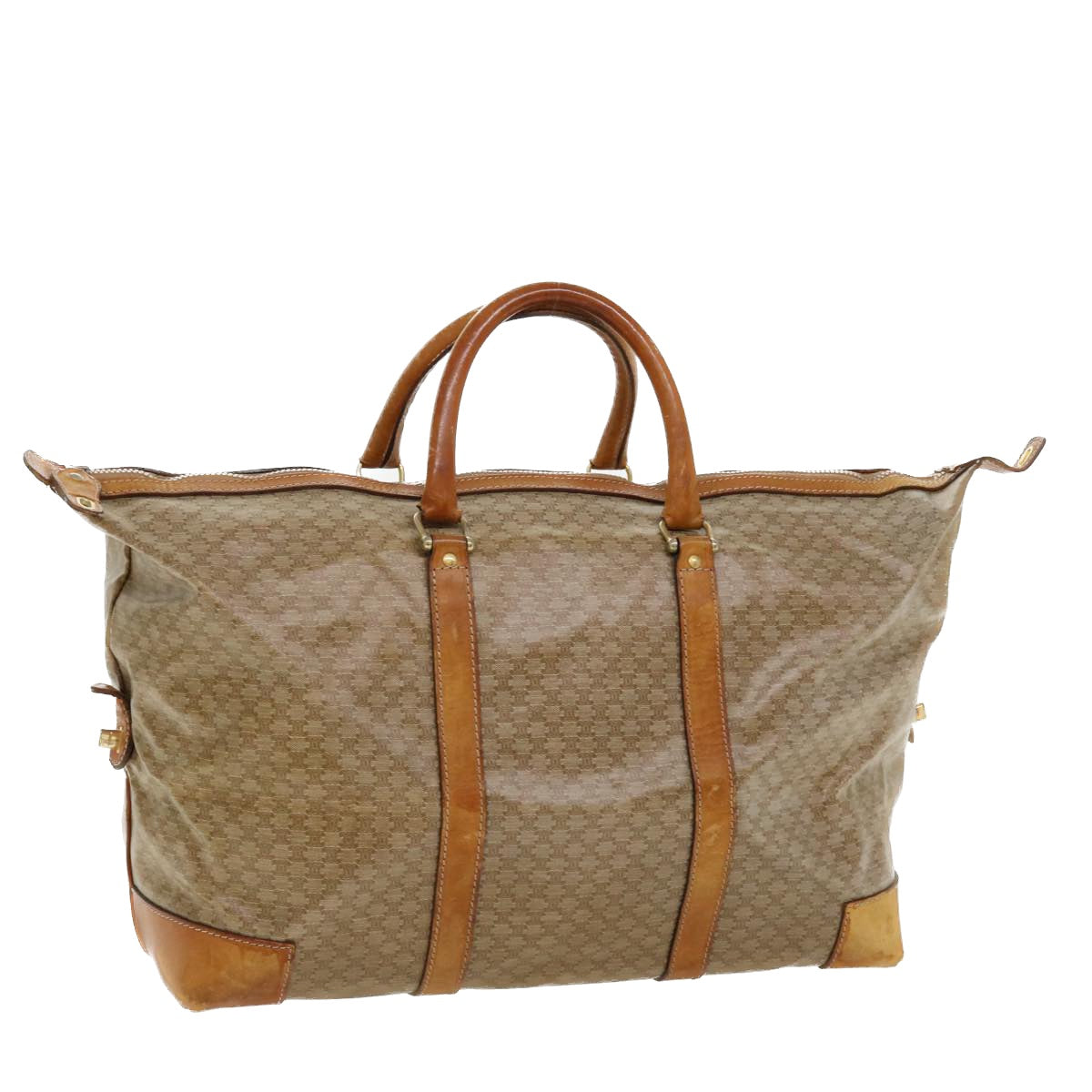 Luxury CELINE Macadam Canvas Boston Bag PVC Leather Beige  im402
