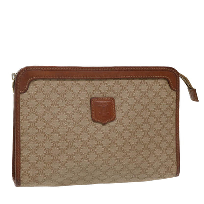 Luxury CELINE Macadam Canvas Clutch Bag PVC Leather Beige  im411