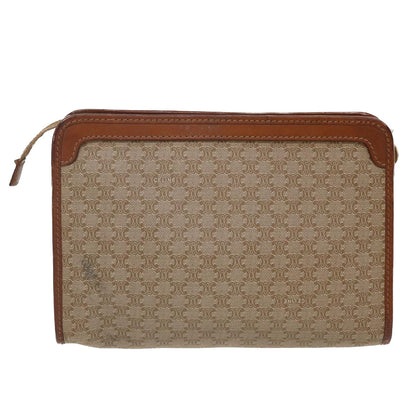 Luxury CELINE Macadam Canvas Clutch Bag PVC Leather Beige  im411