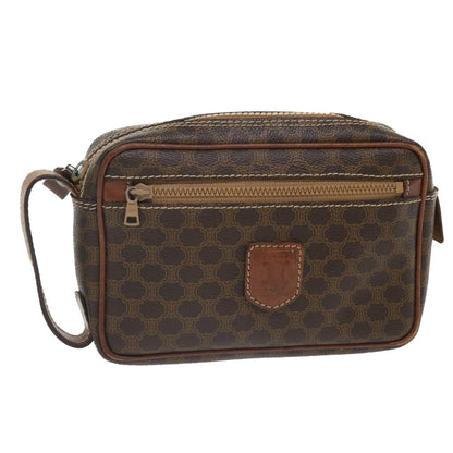 Luxury CELINE Macadam Canvas Pouch PVC Leather Brown  im414