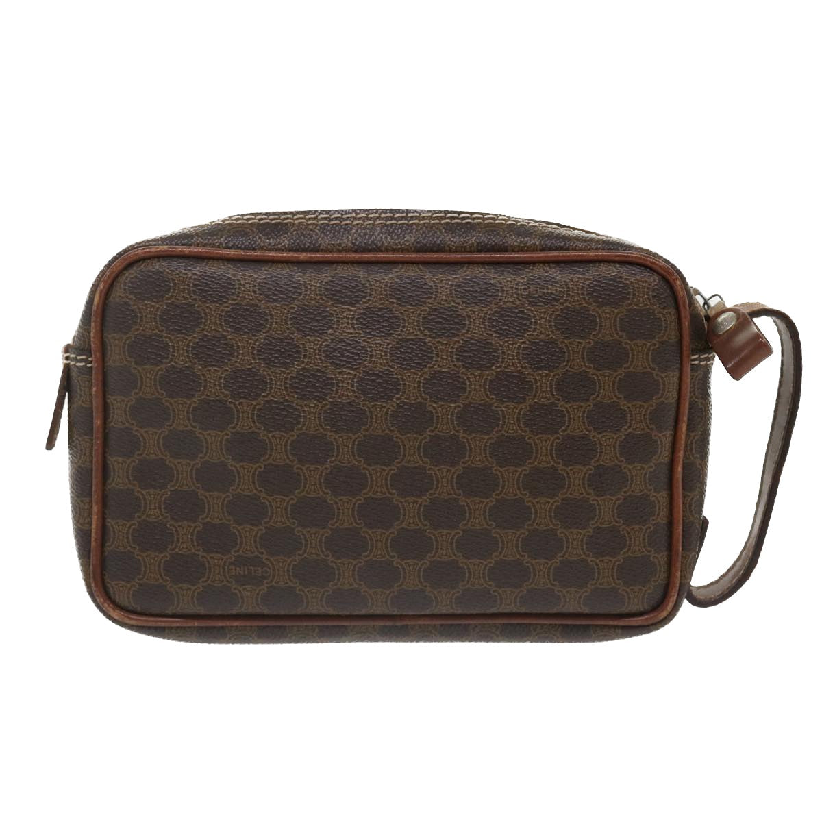 Luxury CELINE Macadam Canvas Pouch PVC Leather Brown  im414