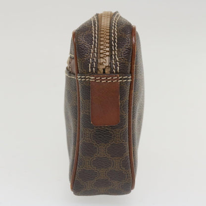 Luxury CELINE Macadam Canvas Pouch PVC Leather Brown  im414