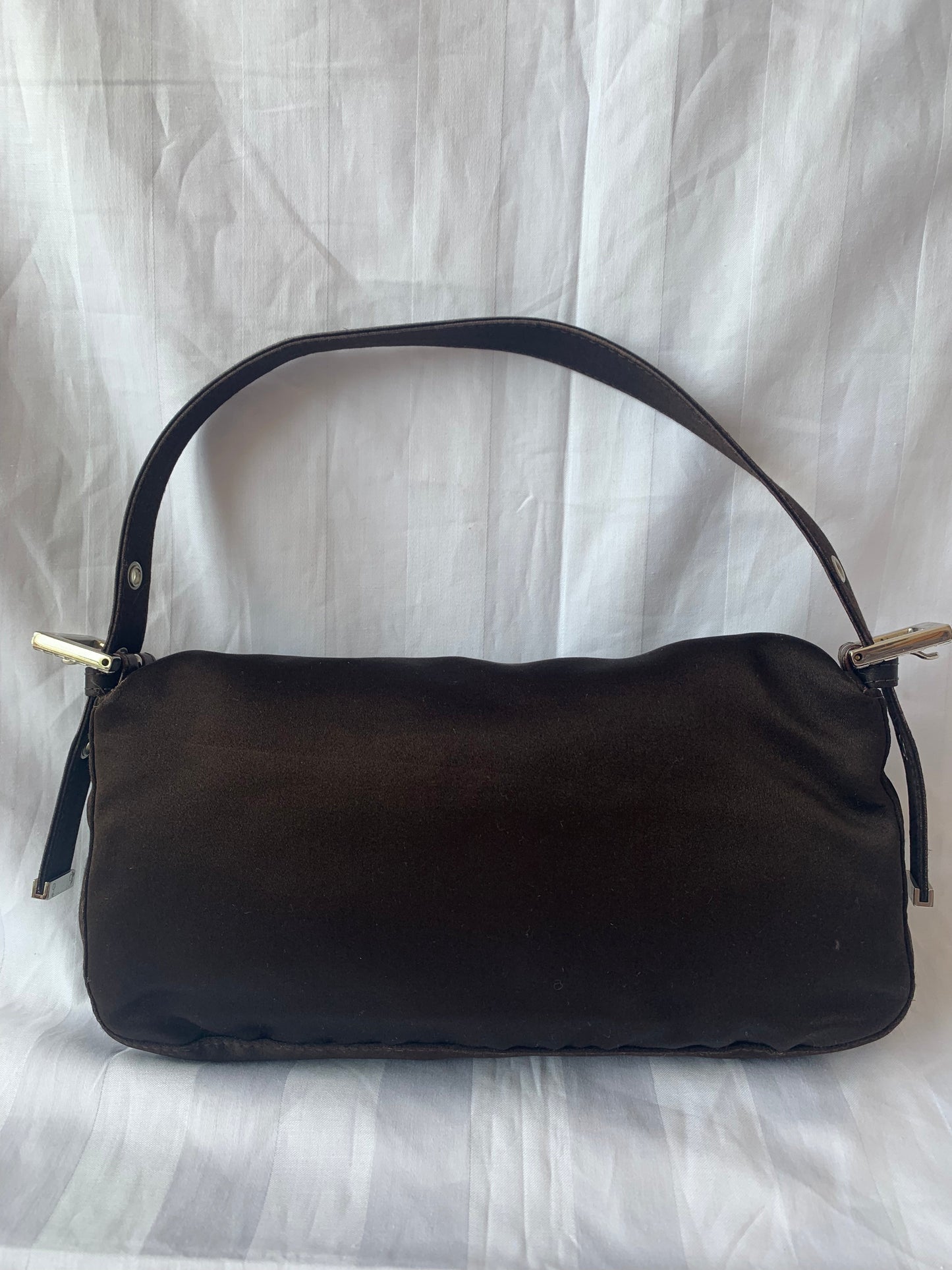 FENDI Baguette Black Silk with Crystal Buckle