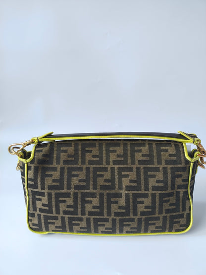 FENDI Baguette Zucca Print canvas with Neon trimming