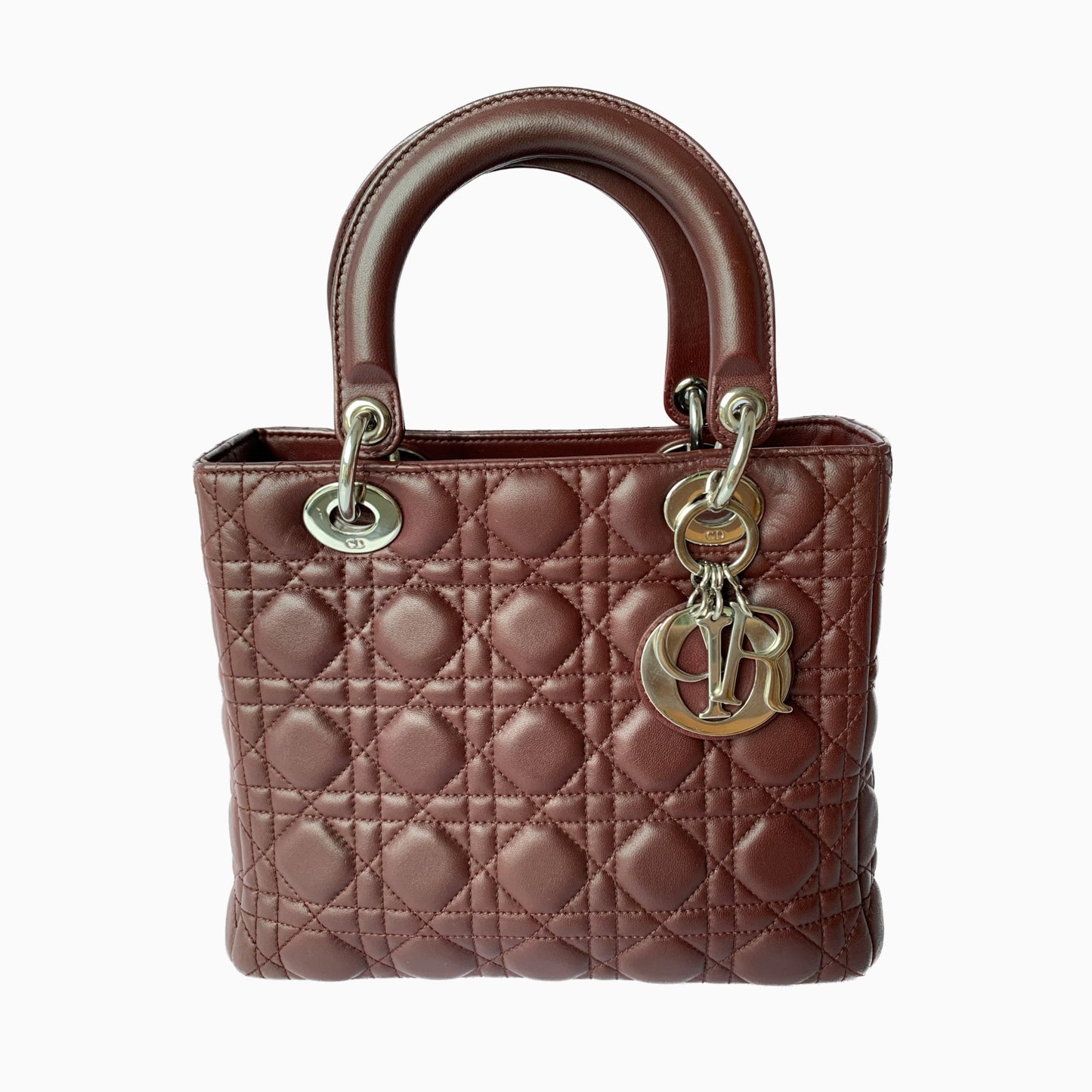 Lady Dior Medium Burgundy Cannage Lambskin Leather with strap