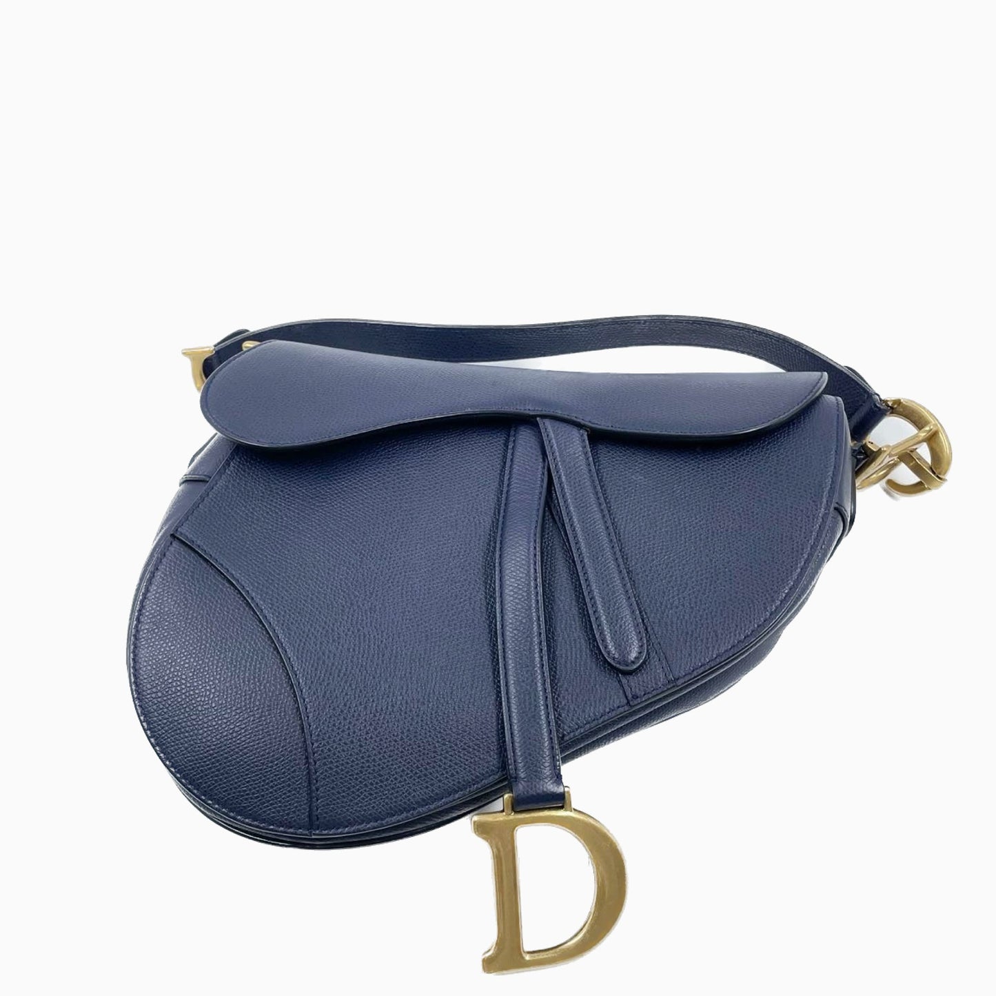 Dior Saddle Blue Medium Grained Leather Handbag with Strap