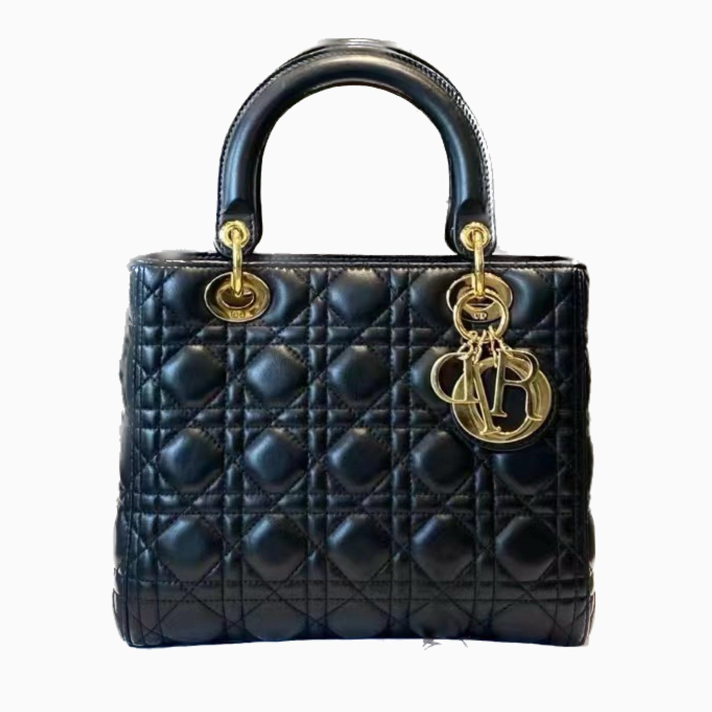 Lady Dior Medium Black Cannage Lambskin Leather with gold hardware