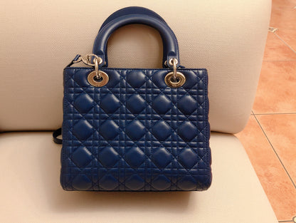 Lady Dior Medium Navy Blue Cannage Lambskin Leather