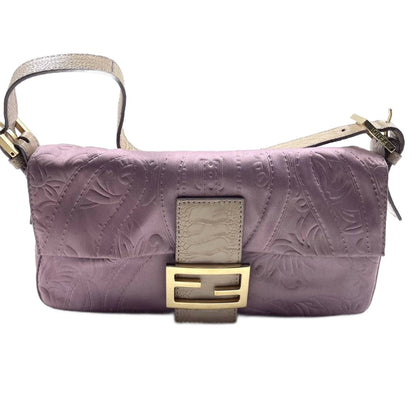 FENDI Baguette Purple Silk with embossed pattern