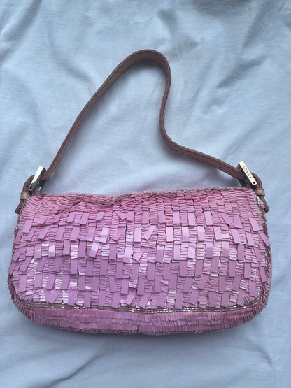 Fendi Baguette Glitter Pink square sequins