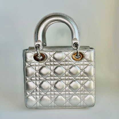 Lady Dior ABCdior Small Silver Cannage Lambskin Handbag