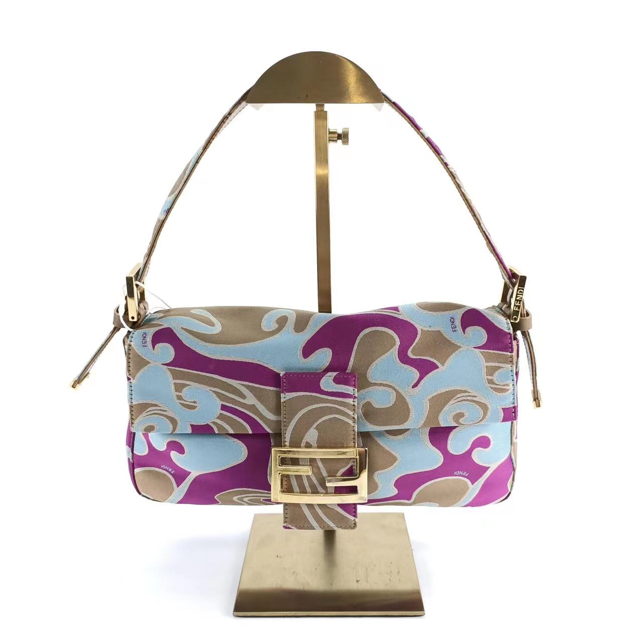 FENDI Baguette Multicolor Silk with Psychedelic prints