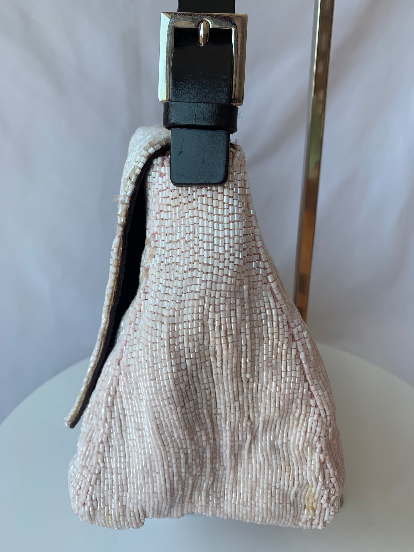 Fendi Mamma Baguette White Glitter Beads