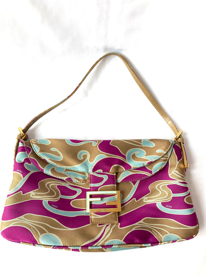FENDI Baguette Multicolor Silk with Psychedelic prints