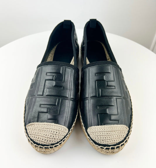 Fendi FF Logo Leather Espadrilles