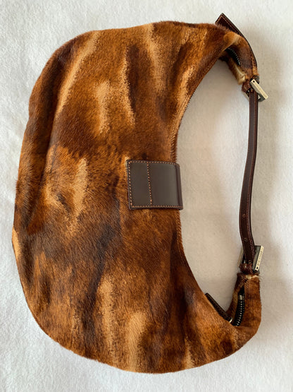 Fendi Croissant Shoulderbag Medium Size Ponyhair calfskin Brown