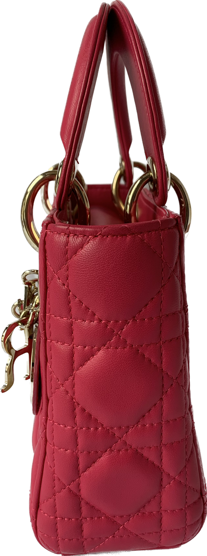 Lady Dior Pink Mini handbag Cannage Leather with strap