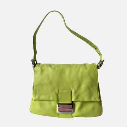 Fendi Mamma Baguette Lime green lambskin leather