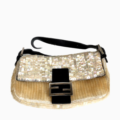 Fendi Baguette in Cream Gold sequins