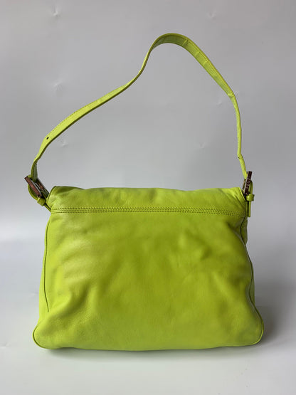 Fendi Mamma Baguette Lime green lambskin leather