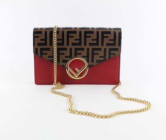 FENDI LOGO LEATHER CHAIN BAG