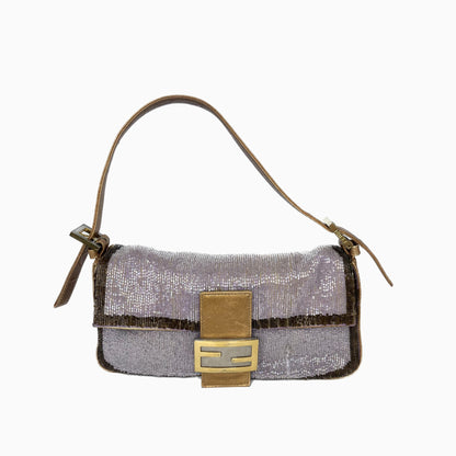 FENDI Baguette Glitter beads Lilac