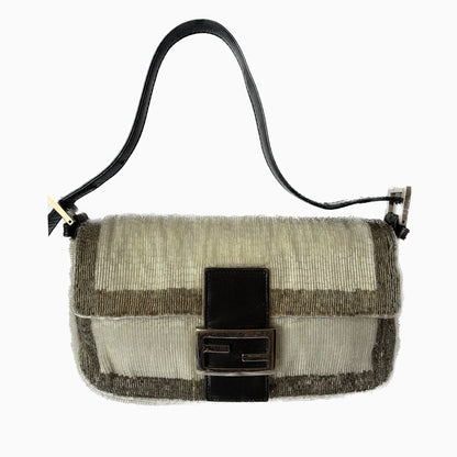 Fendi Baguette Glitter white and grey