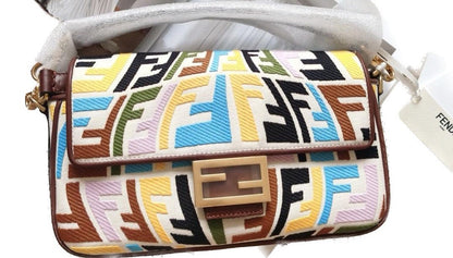Fendi baguette multicolor psychedelic FF vertigo canvas crossbody bag