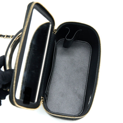 Chanel 22A Top Handle Long Vanity Case Lambskin Black LGHW
